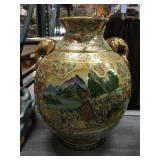 Ornate vase w/scene, approx 15x19in
