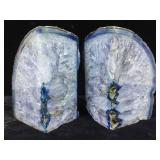 Blue Agate Geode Bookends 6x8x3 4.3
