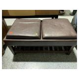 Padded Bench with Tray Inserts and lower shelf -