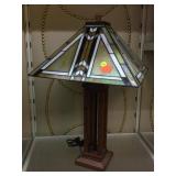 Frank Lloyd Wright style slag glass lamp, approx