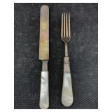 Sterling And Mop Handle Fork & Knife, Tw 108.7g