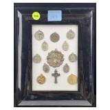 Religious Pendants In Frame, Approx 7½x9½in