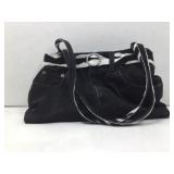 Vtg denim handbag purse, black w/zebra style