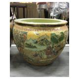 Ornate Koi pot, approx 16in diameter