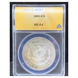 1880-s Silver Morgan Dollar, Anacs Ms64