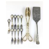 Serving utensils, spatula & tongs & souvenir