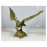 Vtg brass eagle statue, 12 in tall