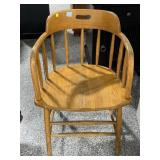 Vtg Oak Barrel Chair