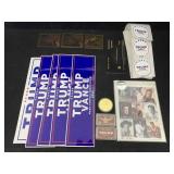 Trump 2024 Memorabilia W/stickers, Paperweights &