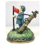 Vtg Cast Iron Golfer Door Stop