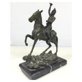 Frederic Remington Bronze Sculpture On Marble