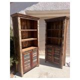 Pair Distressed Wood Bookcases approx. 6ft tall