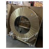 Brass round light up mirror, approx 42in diameter