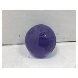 Signed blue frosted glass world globe paperweight
