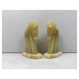 Vtg hand-carved onyx horse head bookends, some
