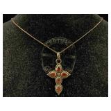 Sterling Silver Necklace W/cross Pendant, Tw 6.9g,