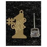 14k Gold Pendant & Single Earrings, Tw 0.5g