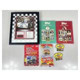 Sealed Topps Baseball cards, 3D framed Nascar