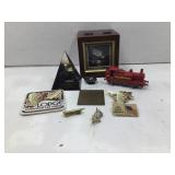 Vtg nautical knot trinket box, die-cast miniature