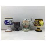 Signed glazed goblet, hand painted Italian