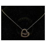 Sterling Silver Mom Necklace W/pendant, Tw 2.7g,