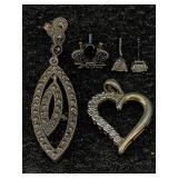Sterling Silver Pendant & Earrings, Tw 8g