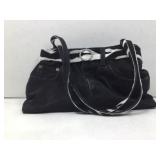 Vtg denim handbag purse, black w/zebra style