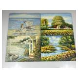 4 Original Oil Paintings. Unsigned 16x12
