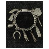 Sterling Silver Bracelet W/charms, Tw 50.6g Sz 6in