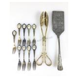 Serving utensils, spatula & tongs & souvenir