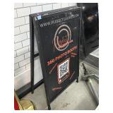 Metal double sided display sign, approx 24x40in