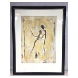 Framed contemporary abstract figure drawing