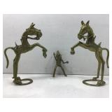 Vtg brass sculptures horses, 1 with rider,