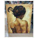 Large Lady print on canvas, approx 40x50in
