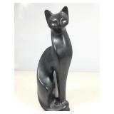 Vtg MCM black cat figurine statue, marked, 13 in
