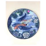 Vintage Japanese porcelain plate w/Koi fish &