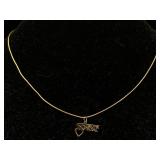 14k Gold Necklace W/pendant, Tw 2.5g, Sz 15in