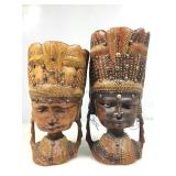 Vtg African style masks, hand-carved wood tribal