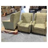 3 Wing back armchairs from high end hotel