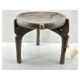 African Carved Wood Stool 10in H