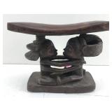 Hand carved wooden Headrest from the Luba tribe