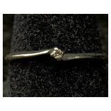 14k White Gold Ring W/diamond, Tw 1.2g, Sz 6ï¿½