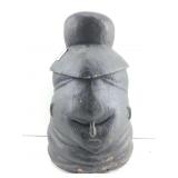 Large Carved Wood Helmet  with small face and top