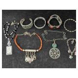 Costume Jewelry Including V-old Necklace W/stones