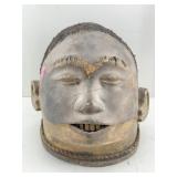 Makonde Helmet Mask w/ Human Hair. Genuine Carved