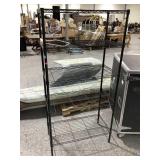 Black metal rack w/5 shelves, approx 18x35x72in