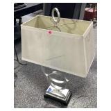 Table top lamp silver-colored w/shade, approx