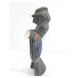 African carved Wooden Duck decoy   Blue paint 3