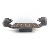 Carved Wooden Game Board from Zira with faces at