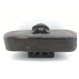 Carved Wooden Kuba Tukula box  with Turtle shaped